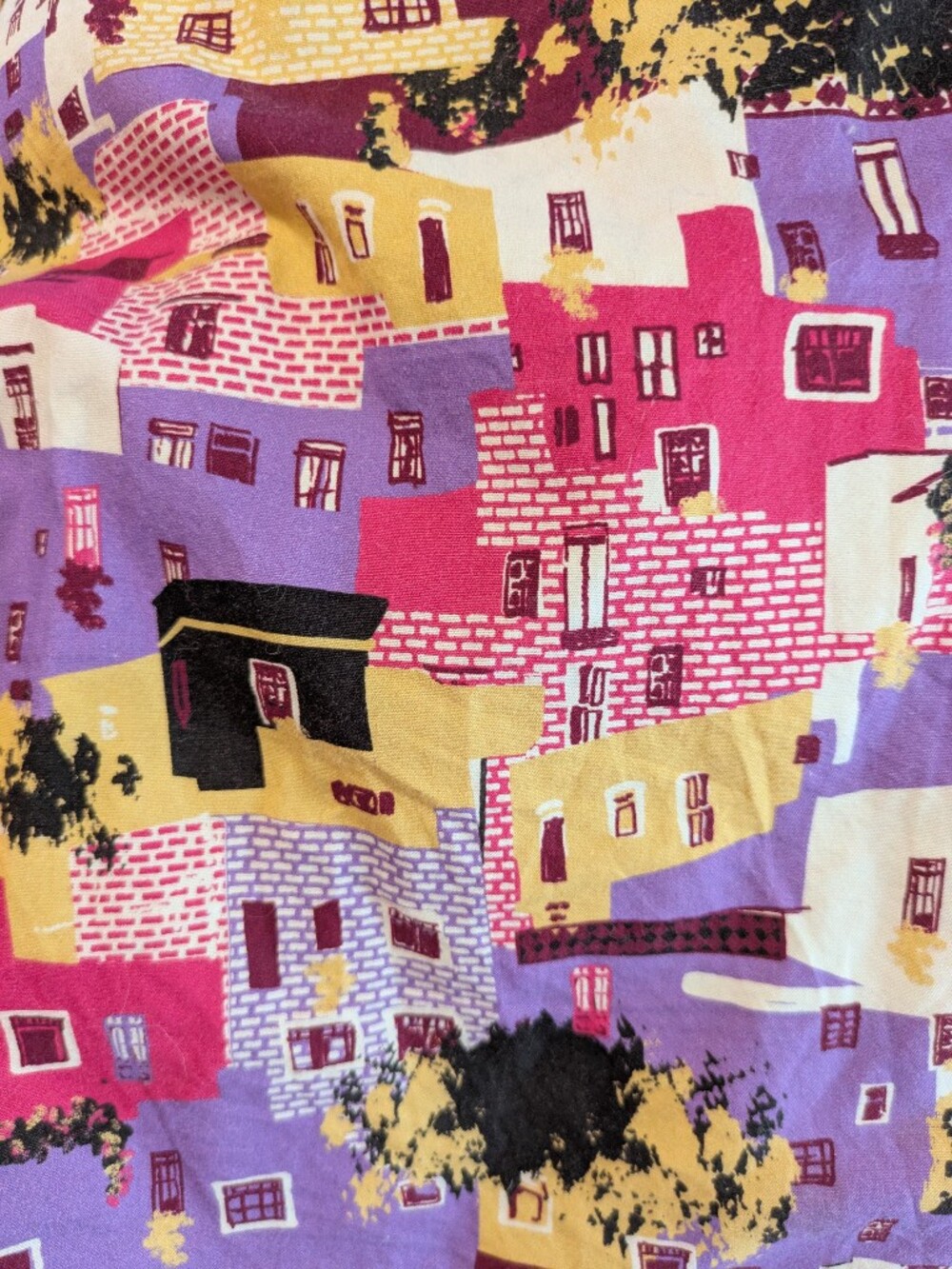 ModCloth Colorful Village-Print A-Line Skirt in Purple, Yellow & Pink - Picture 3 of 3